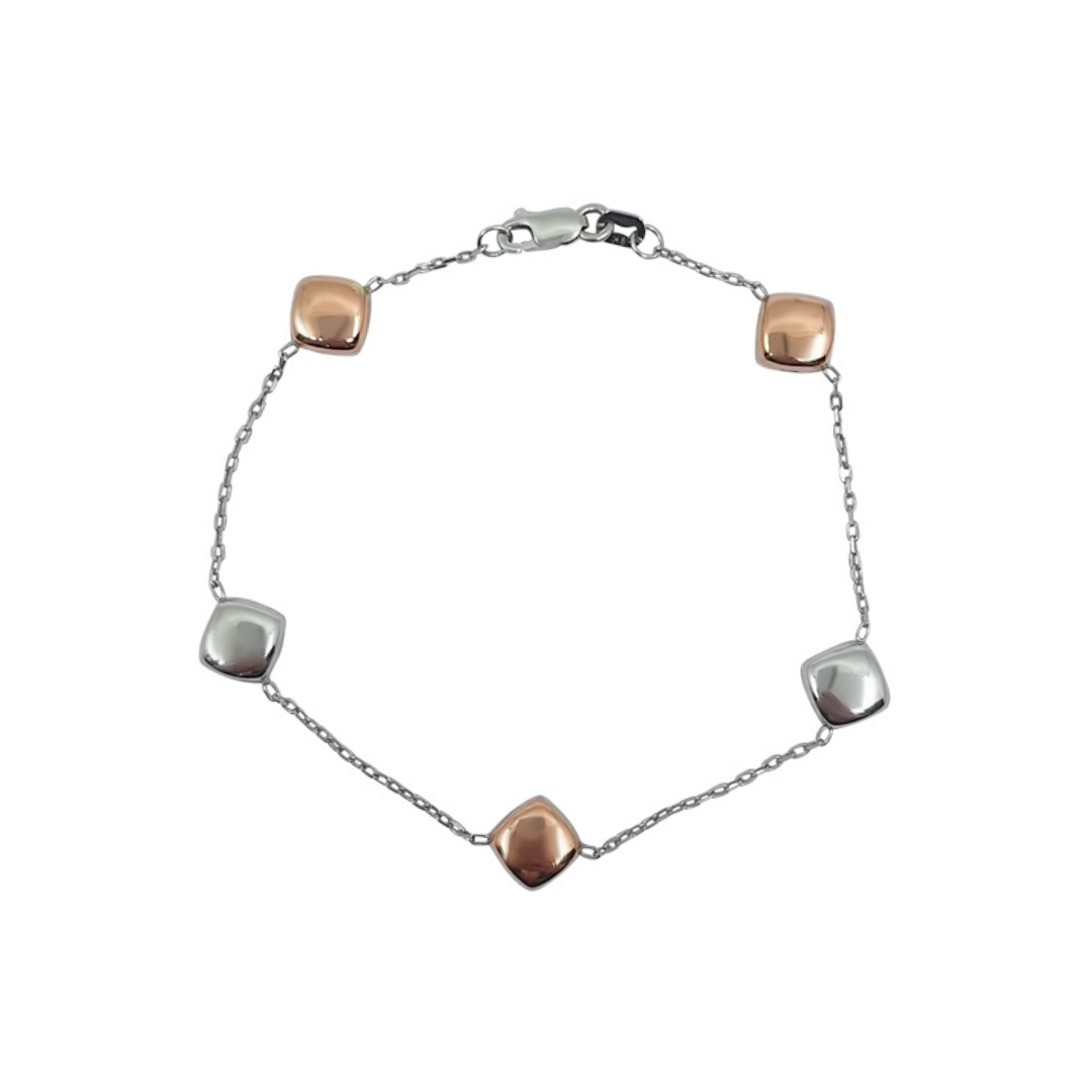9ct White & Rose Gold Bracelet 7"