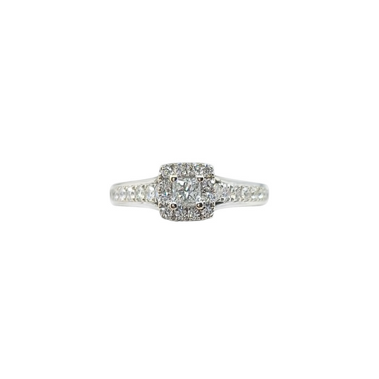 18ct White Gold Vera Wang Diamond Halo Ring 0.69ct