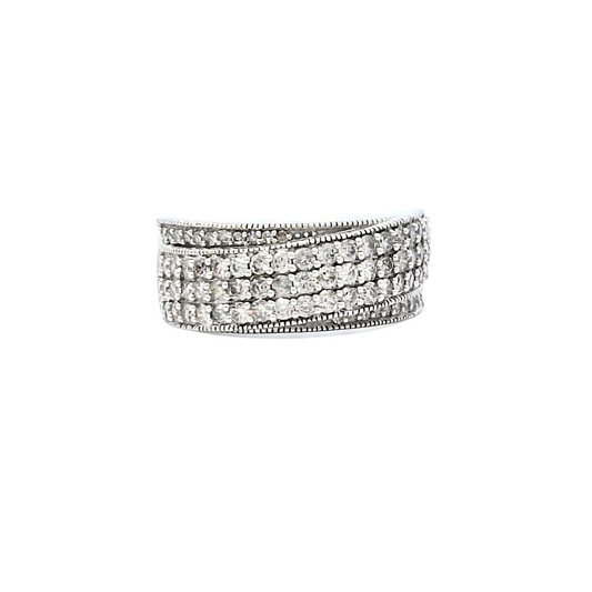10ct White Gold Diamond Cross over Band Ring 1ct
