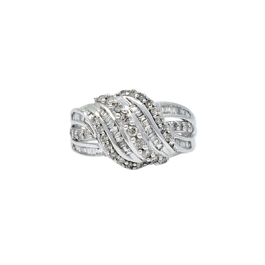 10ct White Gold Diamond Cluster Ring 0.75ct