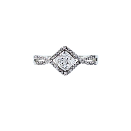 10ct White Gold Diamond Cluster Ring 0.50ct