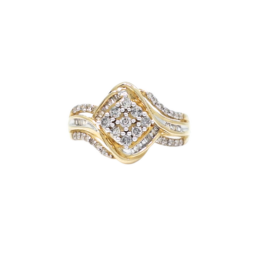 10ct Yellow Gold Diamond Cluster Ring 0.50ct