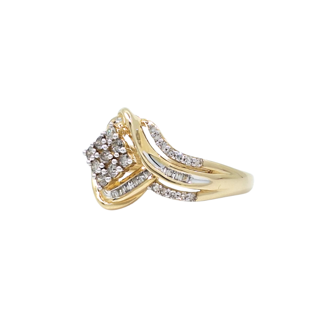 10ct Yellow Gold Diamond Cluster Ring 0.50ct