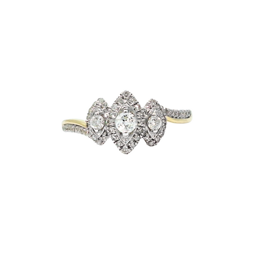 10ct Yellow Gold Diamond Cluster Ring 0.50ct