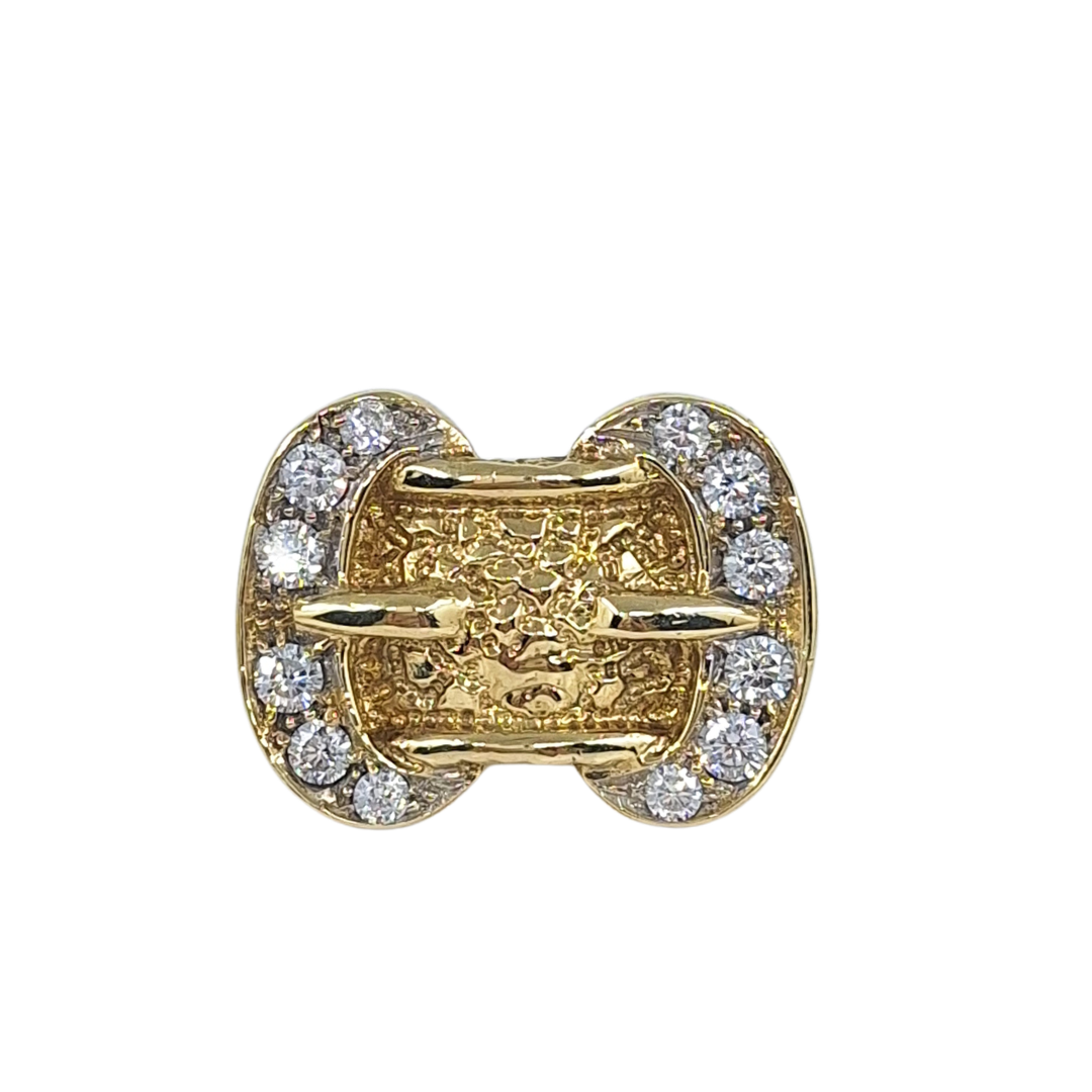 9ct Yellow Gold Cz Buckle Ring