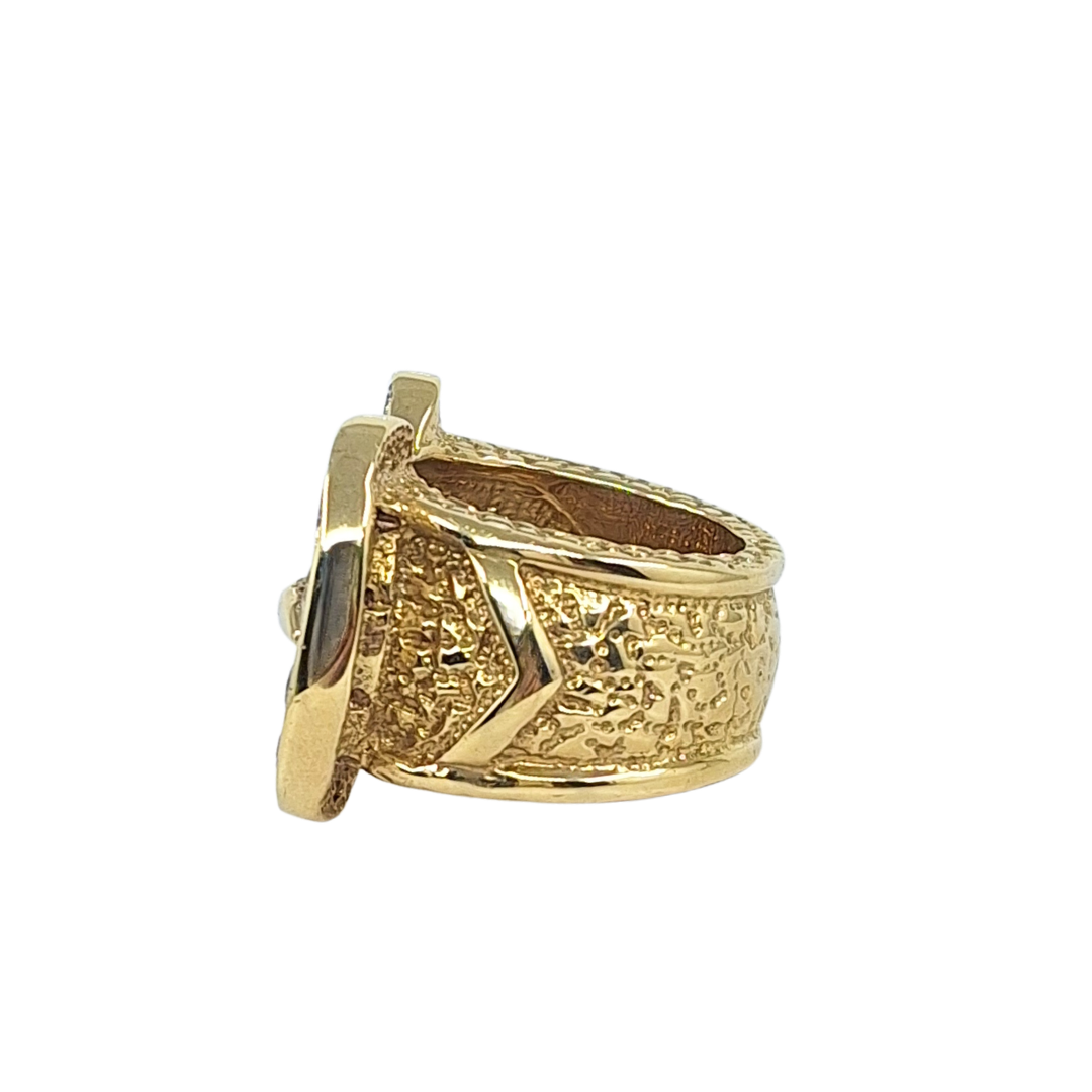 9ct Yellow Gold Cz Buckle Ring