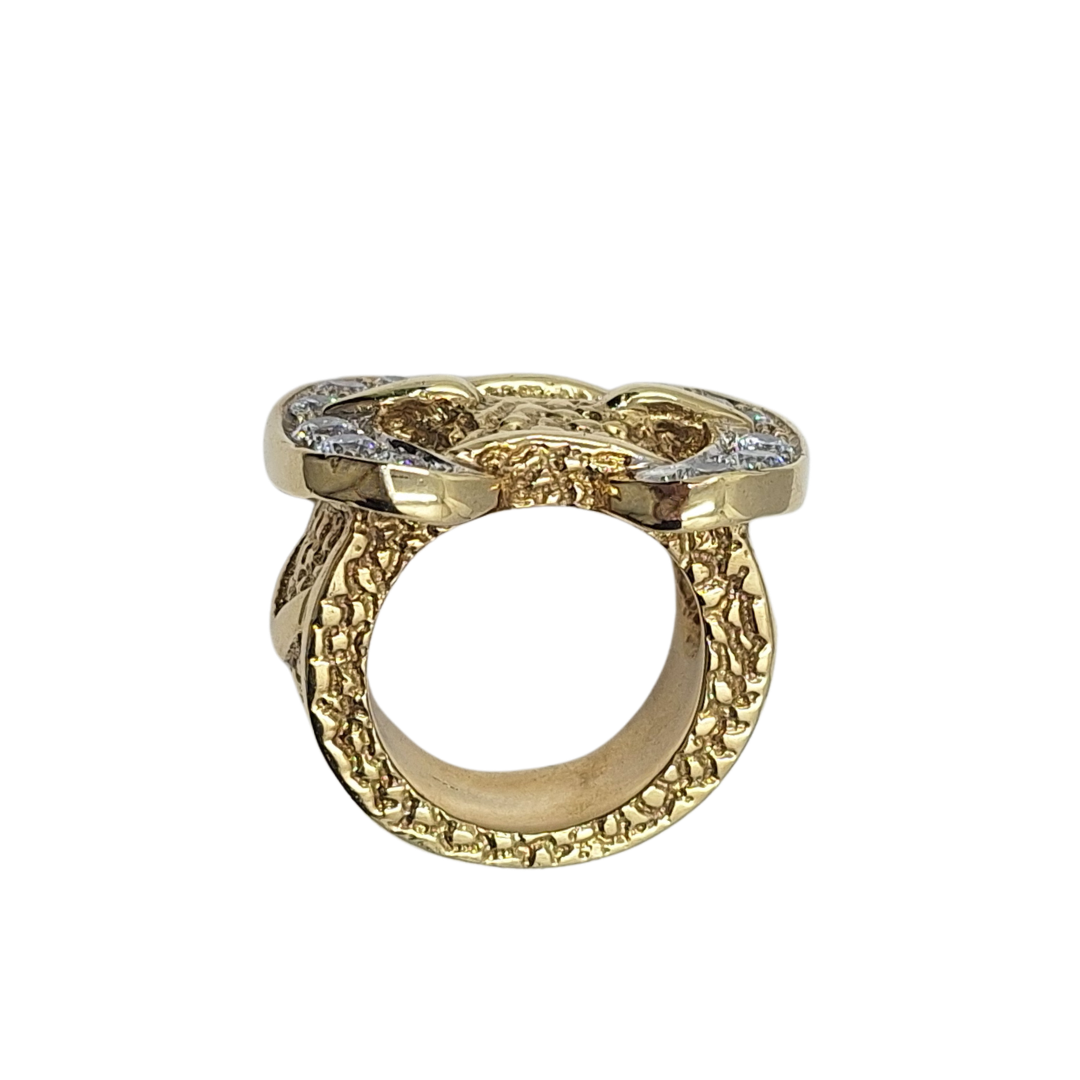 9ct Yellow Gold Cz Buckle Ring