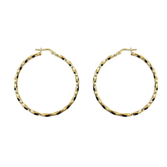 14ct Yellow Gold Twist Creole Earrings