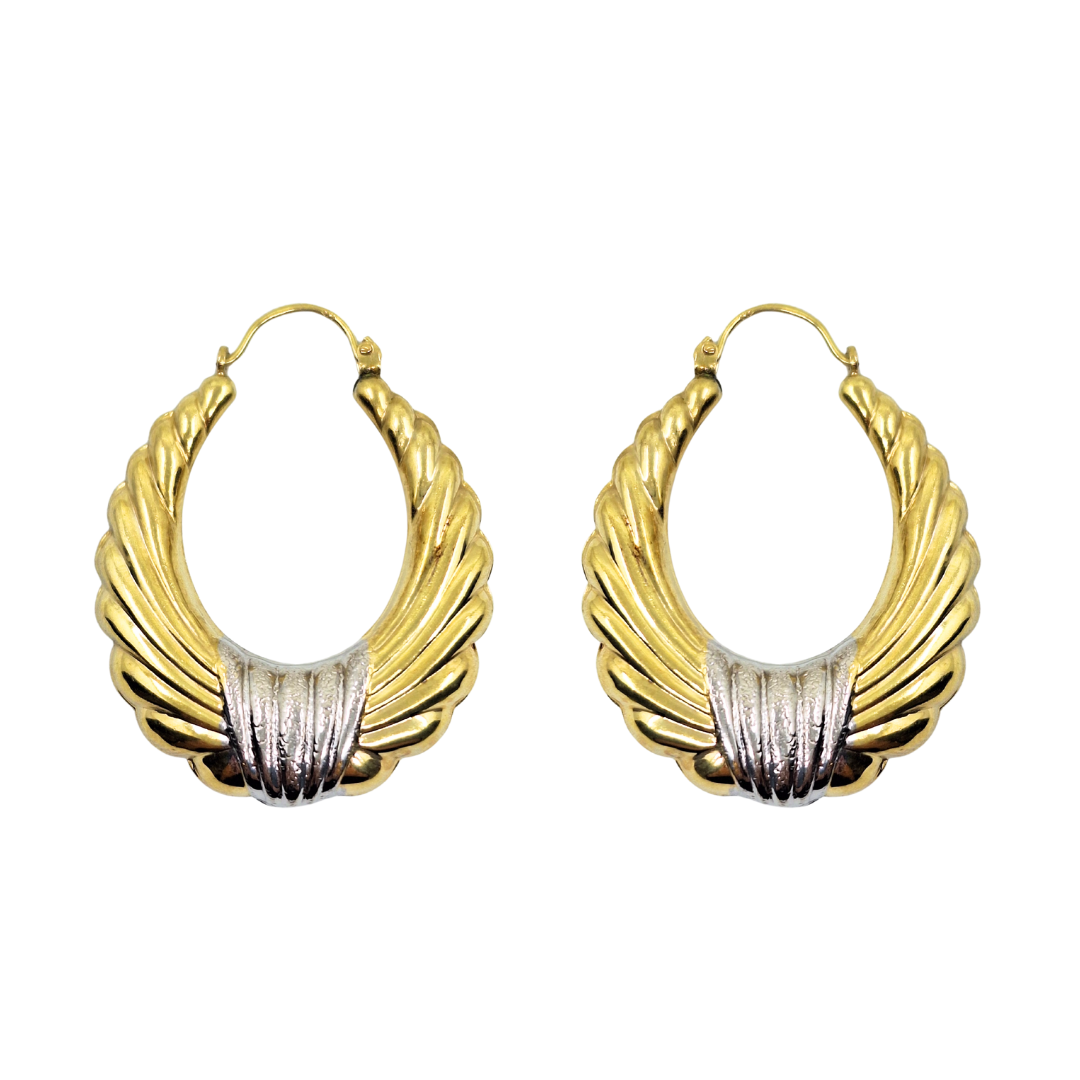 9ct 2 Colour Gold Creole Earrings