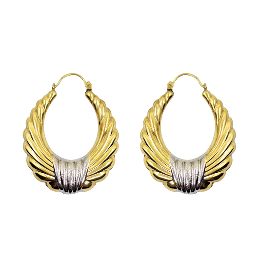 9ct 2 Colour Gold Creole Earrings