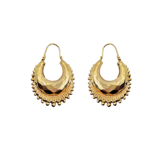 9ct Yellow Gold Gypsy Spike Creole Earrings