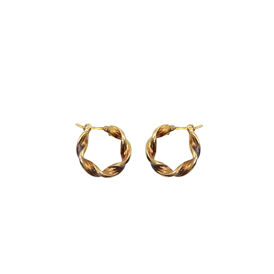 9ct Yellow Gold Small Twist Creole Earrings