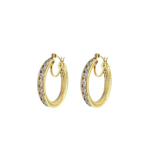 9ct Yellow Gold Cubic Zirconia Creole Earrings