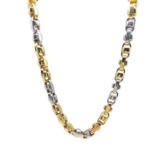 14ct Yellow & White Gold Fancy Link Chain 25.5"
