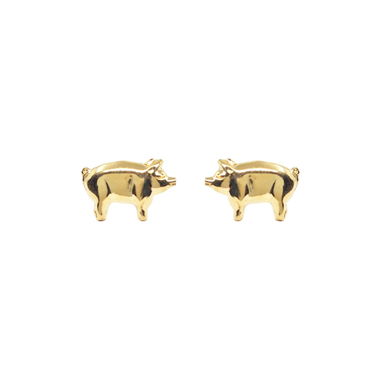 9ct Yellow Gold Pig Stud Earrings