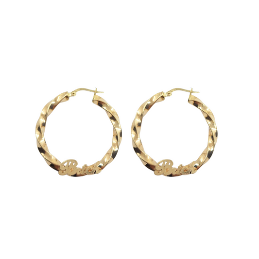 9ct Yellow Gold Bitch Creole Earrings