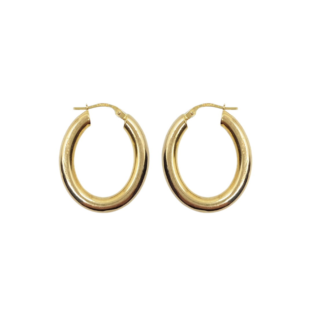 9ct Yellow Gold Plain Oval Creoles