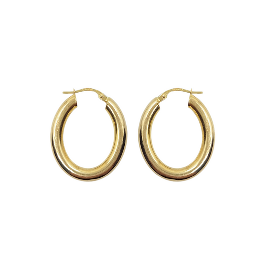 9ct Yellow Gold Plain Oval Creoles
