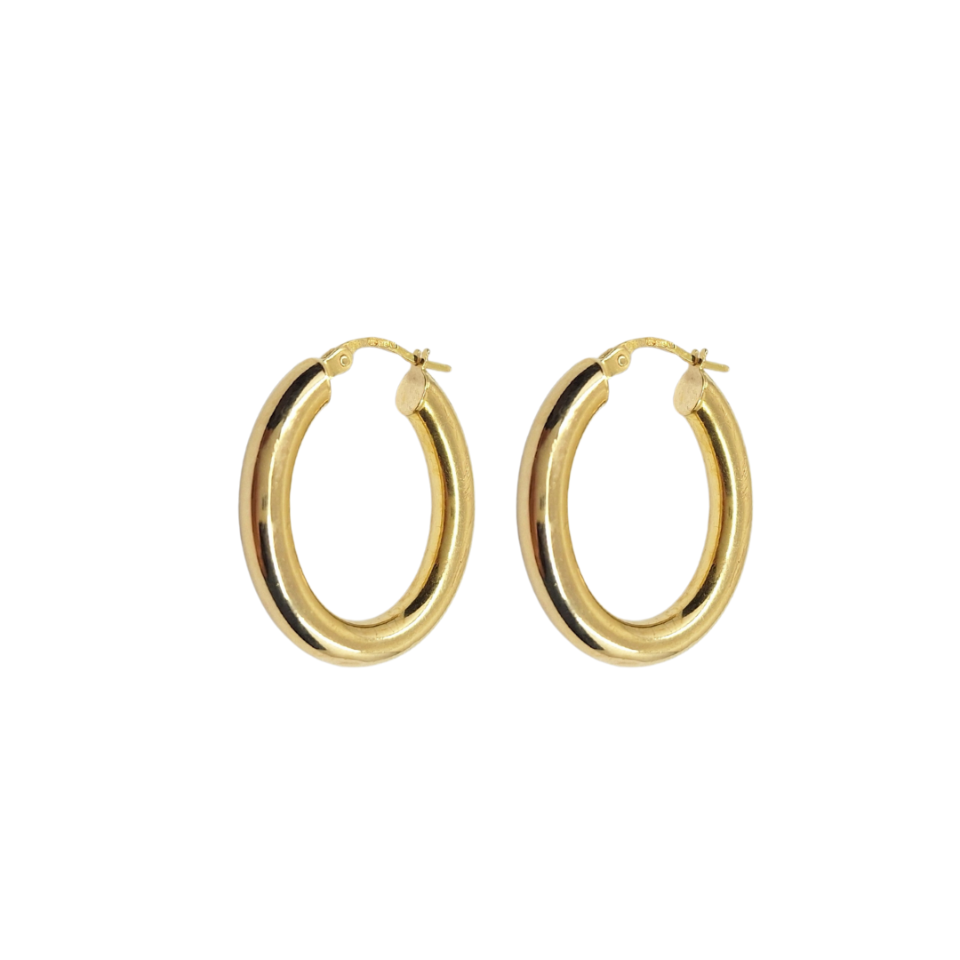 9ct Yellow Gold Plain Oval Creoles