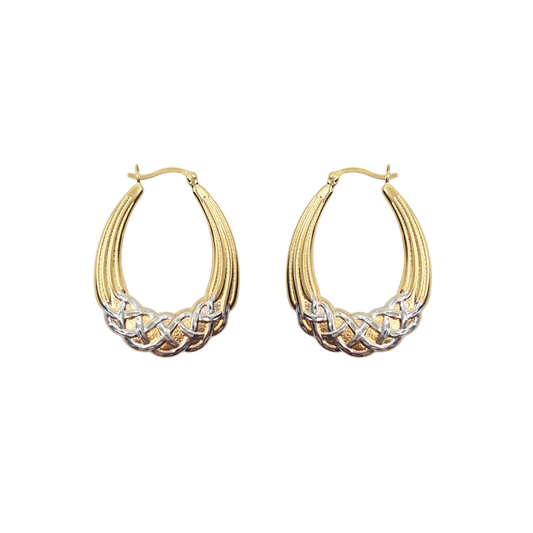 9ct 2 Colour Gold Creole Earrings