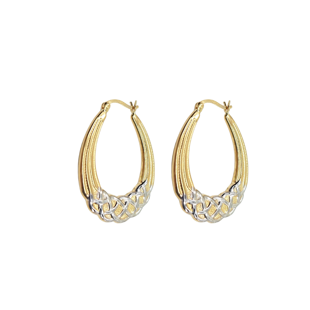 9ct 2 Colour Gold Creole Earrings