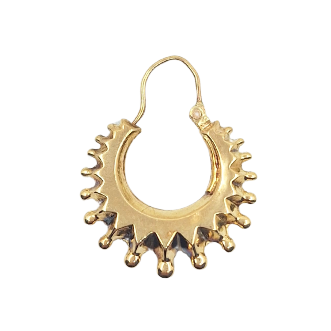 9ct Yellow Gold Spike Creole Earrings