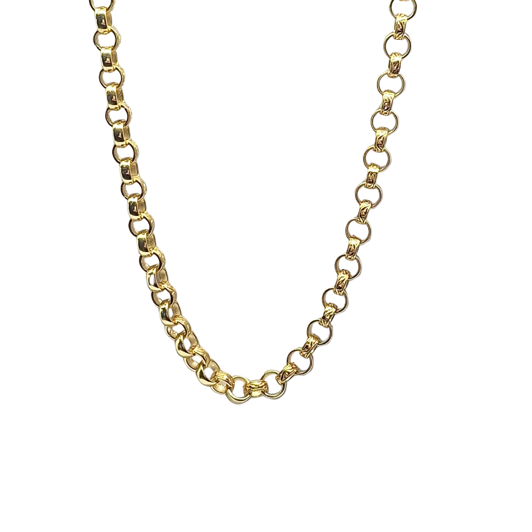 9ct Yellow Gold Part Engraved Belcher Chain 20"