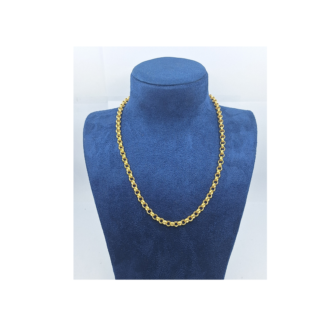 9ct Yellow Gold Part Engraved Belcher Chain 20"
