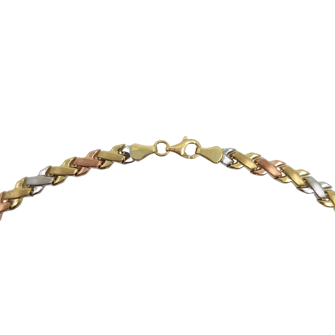 9ct 3 Colour Gold Kiss Link Necklace & Bracelet