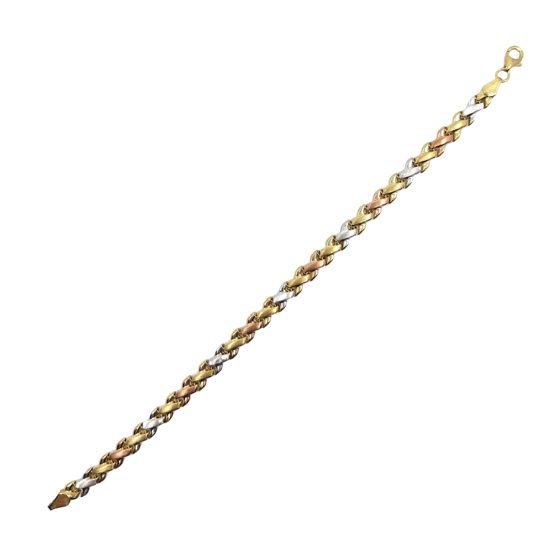 9ct 3 Colour Gold Kiss Link Necklace & Bracelet