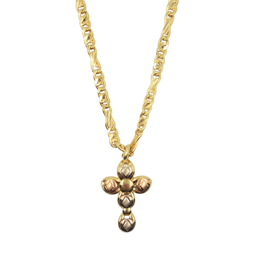 18ct Three Colour Gold Cross & Chain 20"