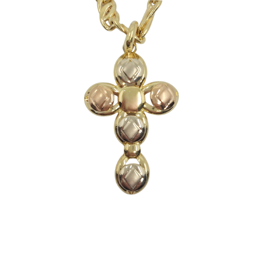 18ct Three Colour Gold Cross & Chain 20"
