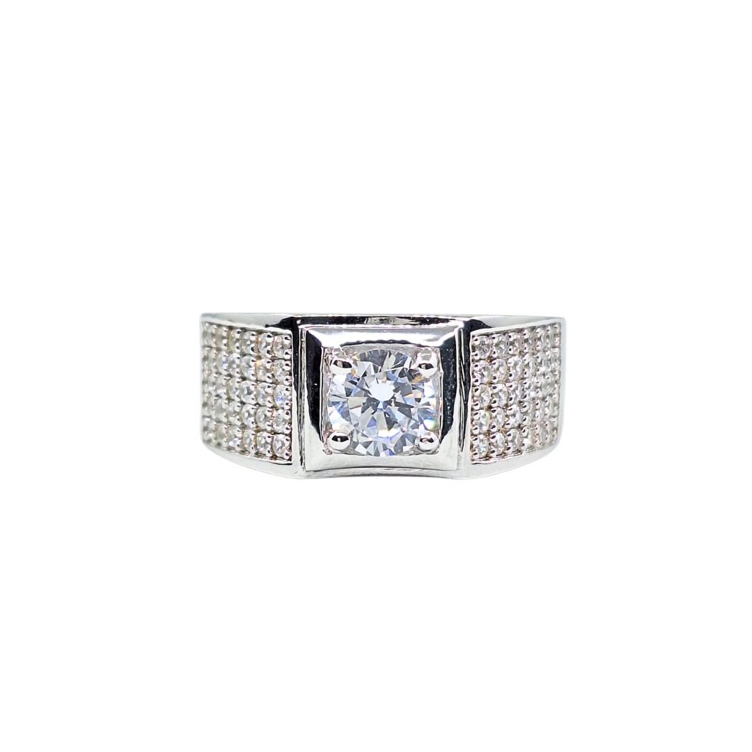 Silver Cubic Zirconia Signet Ring