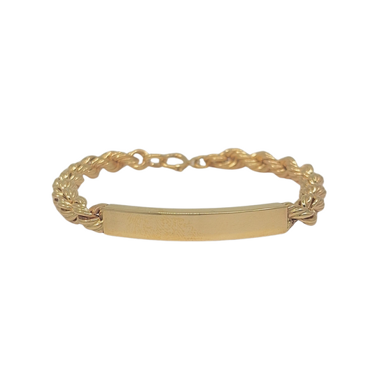 9ct Yellow Gold Rope Identity Bracelet 7.5"