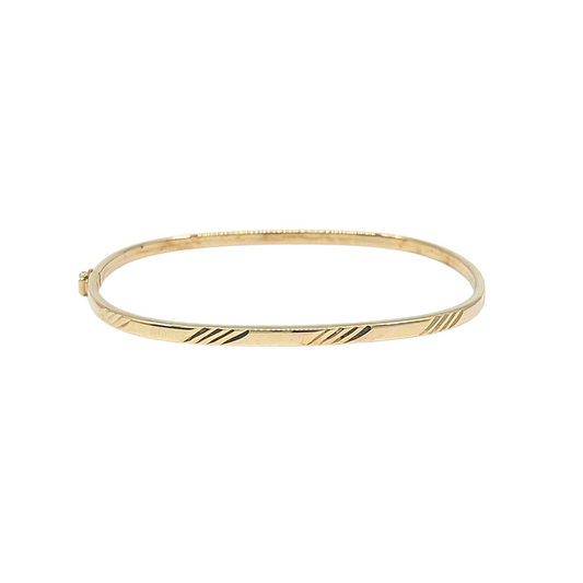 9ct Yellow Gold Hinged Pattened Bangle