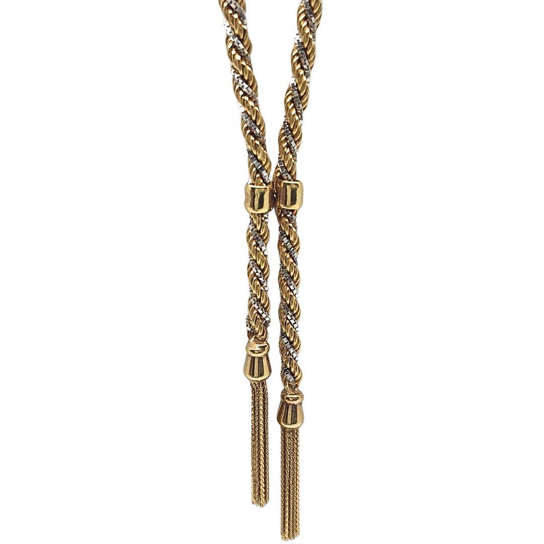 9ct Two Colour Rope Tassel Chain 18"
