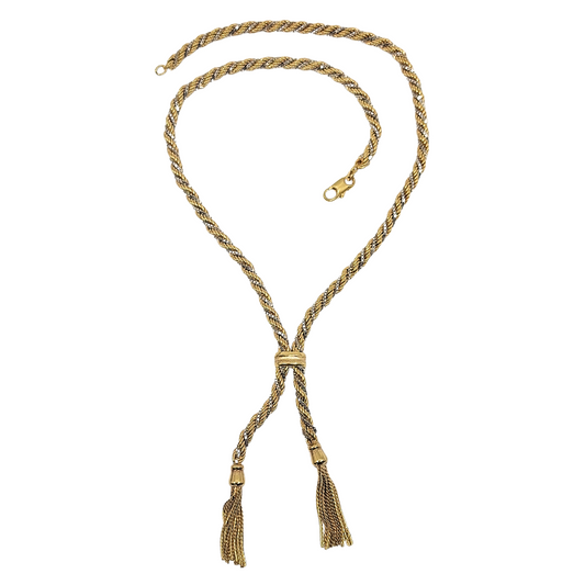 9ct Two Colour Rope Tassel Chain 18"