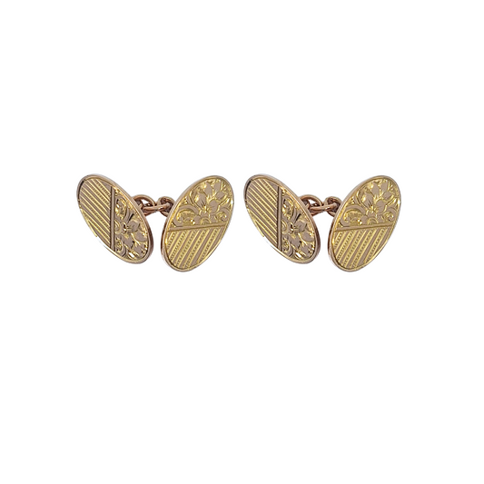 9ct Yellow Gold Engraved Cufflinks