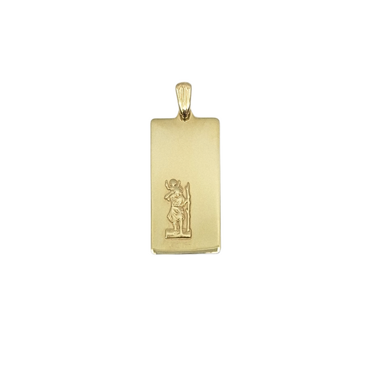 9ct Yellow Gold St Christopher Tag Pendant