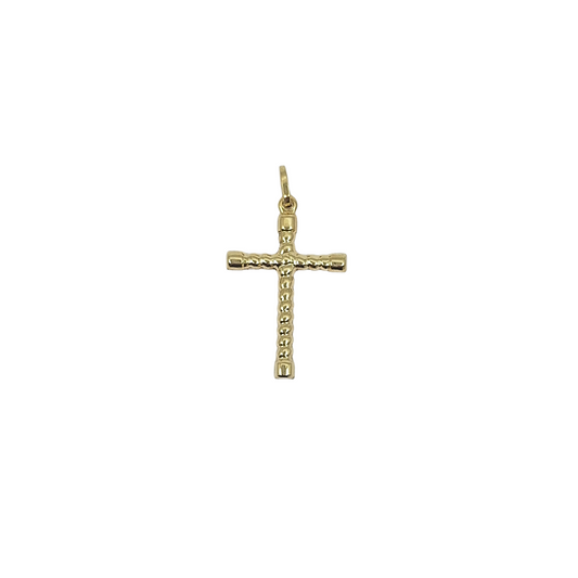9ct Yellow Gold Patterned Cross Pendant