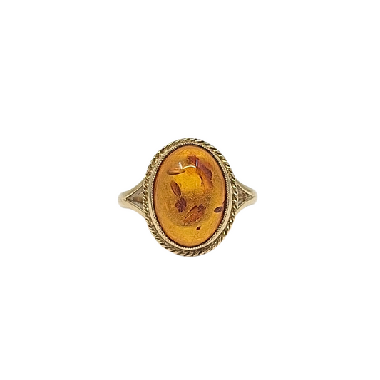 9ct Yellow Gold Amber Ring