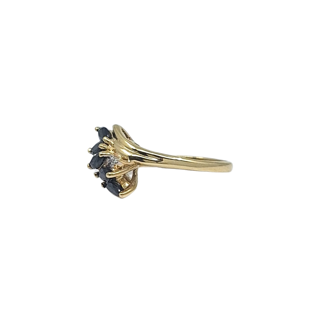 9ct Yellow Gold Cross Over Sapphire Ring