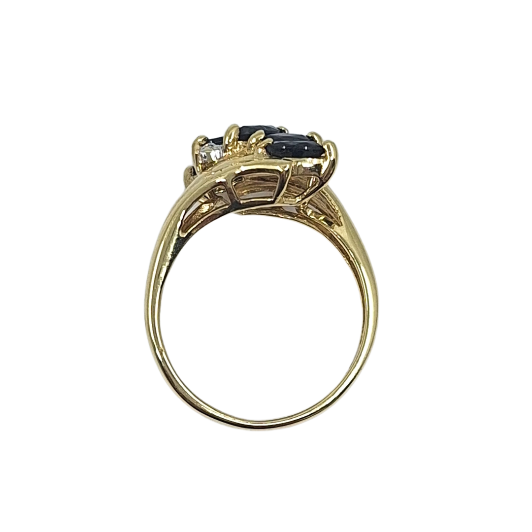 9ct Yellow Gold Cross Over Sapphire Ring