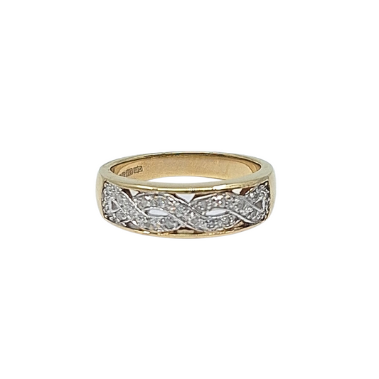 9ct Yellow Gold Diamond Fancy Band Ring