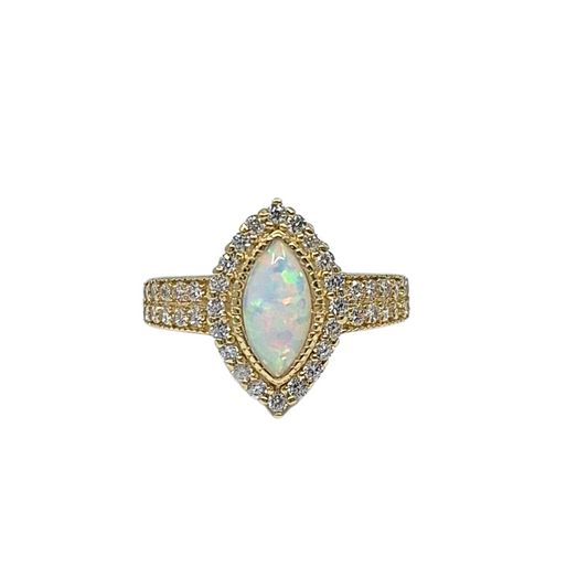 14ct Yellow Gold Opal & Cubic Zirconia Dress Ring