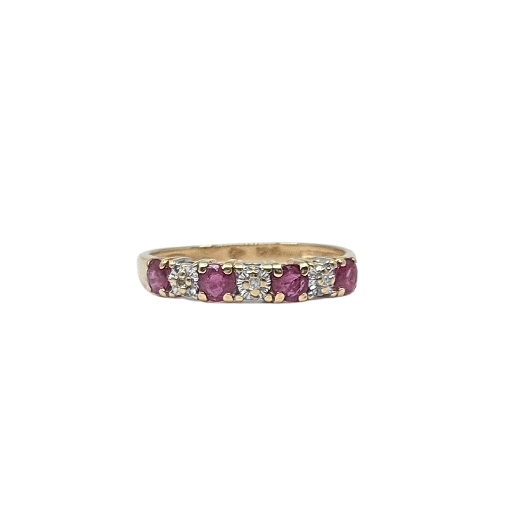 14ct Yellow Gold Ruby & Diamond Eternity Ring