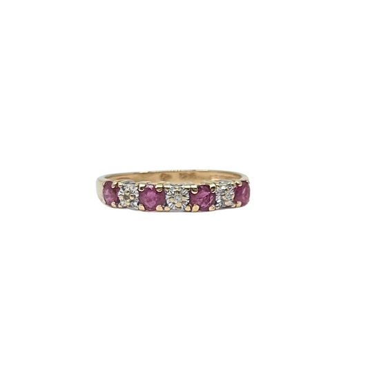 14ct Yellow Gold Ruby & Diamond Eternity Ring