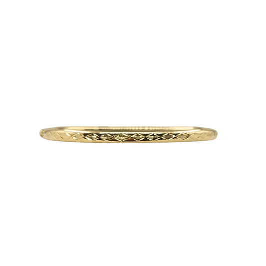 9ct Yellow Gold Patterned Hinged Bangle