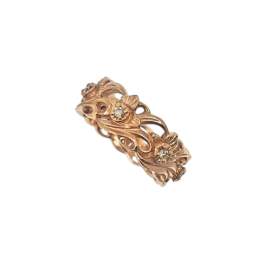 14ct Rose Gold Decorative Diamond Band Ring