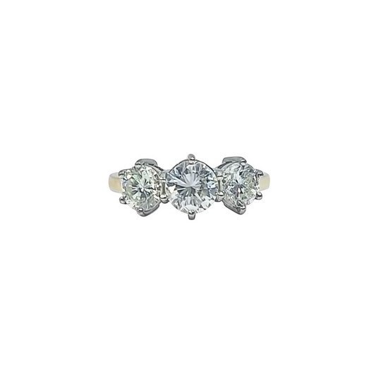 18ct Yellow Gold Three Stone Diamond Ring 2ct